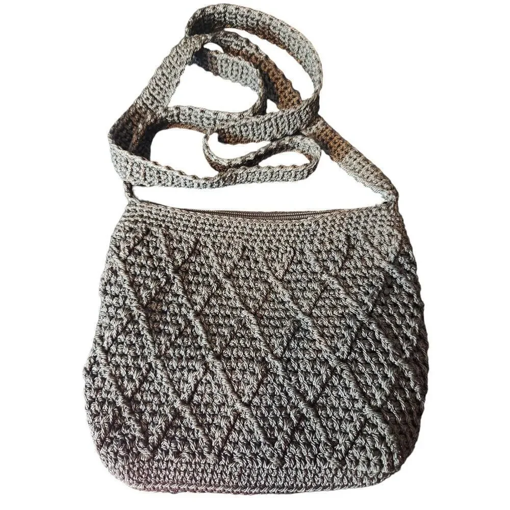 Chateau black crocheted crossbody purse bag